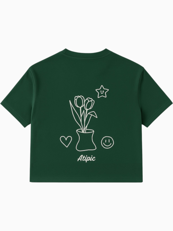 Photoroom-20250507_182116 Flower boxy t-shirt - verde
